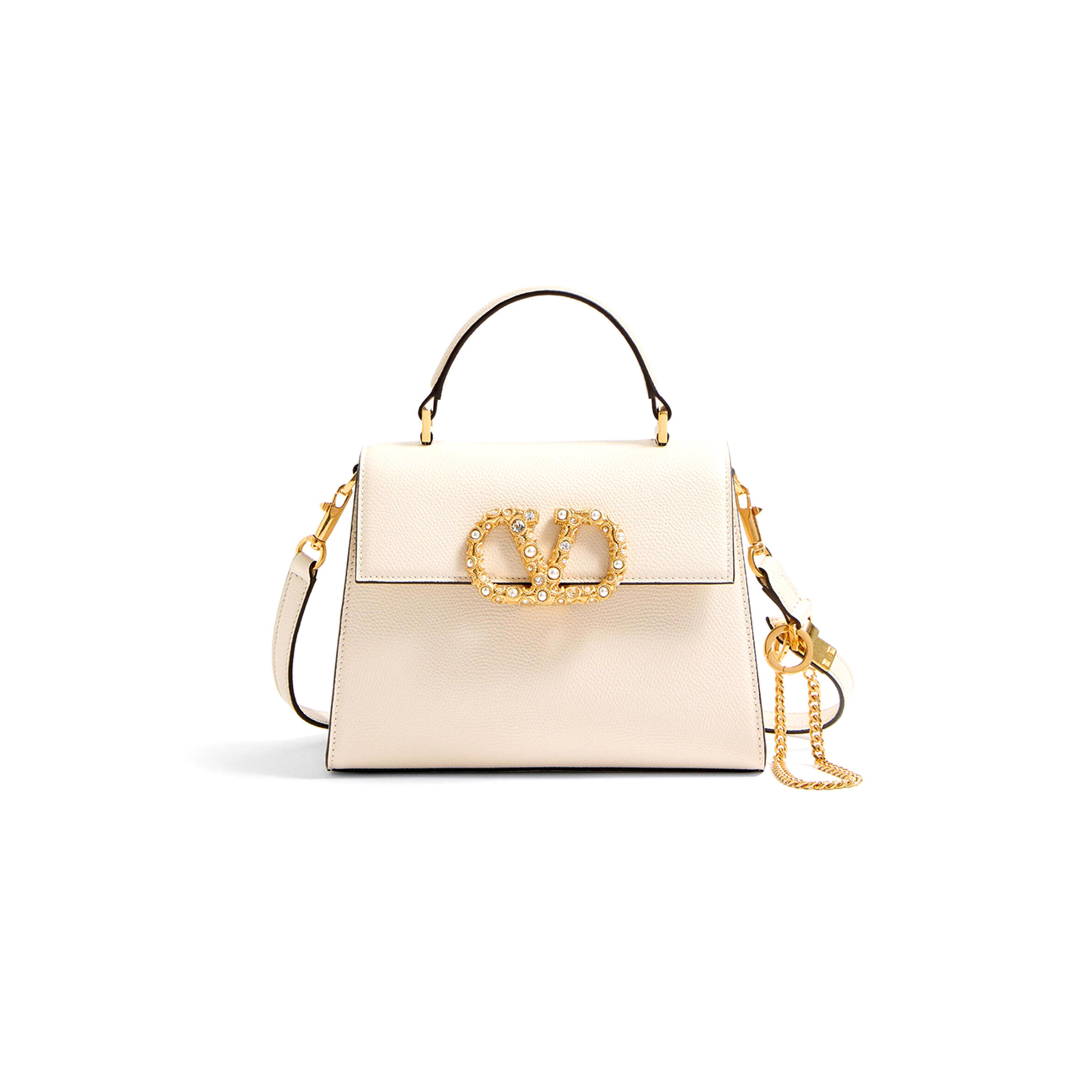 VALENTINO GARAVANI VSLING SMALL HANDBAG IN GRAINY CALFSKIN WITH JEWEL LOGO 7W2B0F53XPW_DYH (22*17*9cm)